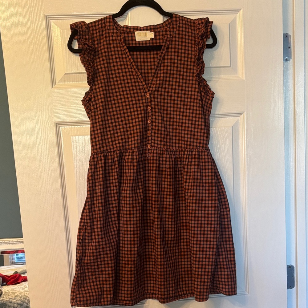 Nation LTD Orange and Black Plaid Dress